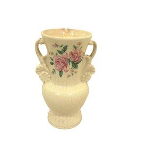Royal Copley vase double handles Rose design Vintage